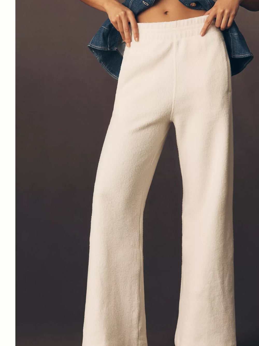 THE GREAT. Cream Wide-Leg Cozy Pants
